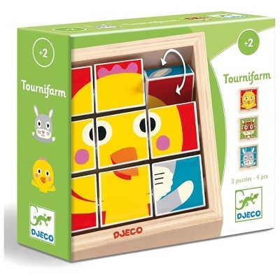 Puzzle madeira 3 em 1 Djeco Tournifarm Wooden Puzzle