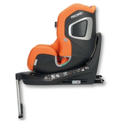 Cadeira auto infantil RECARO laranja e preta com apoio metálico ajustável