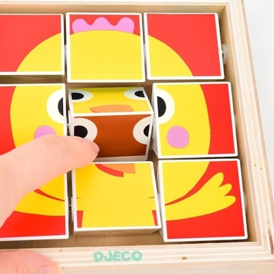 Puzzle madeira 3 em 1 Djeco Tournifarm Wooden Puzzle