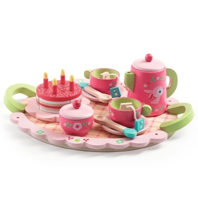 Cojunto de chá em madeira Djeco Lili Rose's tea and cake set