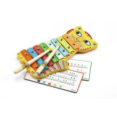 Brinquedo madeira xilofone gatinho Djeco Metallophone