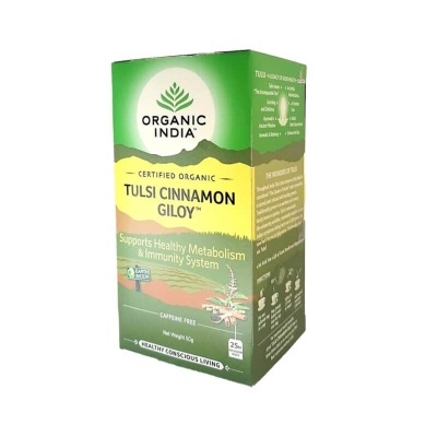 Tulsi Cinnamon Giloy Infusão Organic India 25 saquetas
