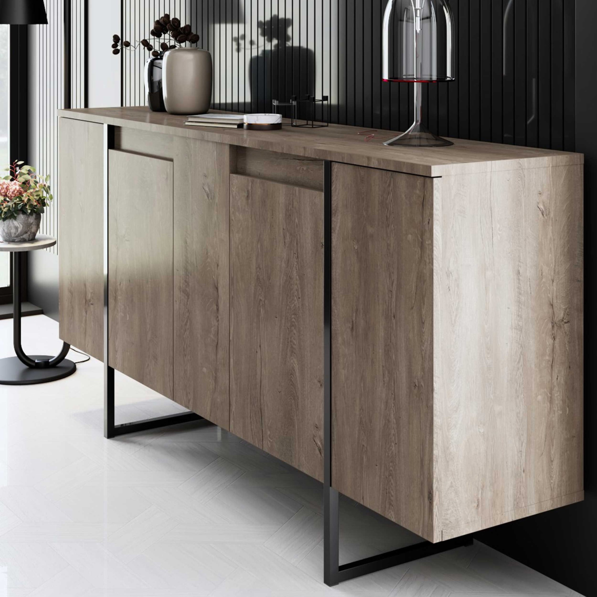 Aparador - Luxe (Nogueira e Preto)