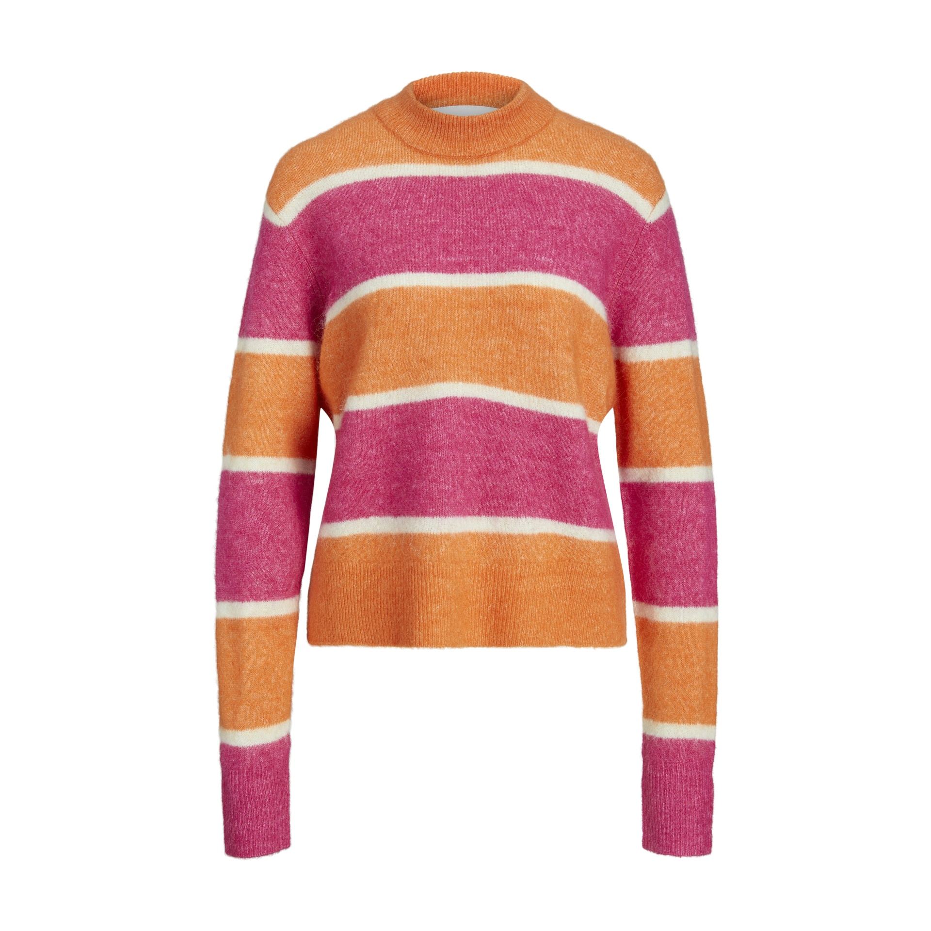 Camisola malha riscas laranja rosa branco