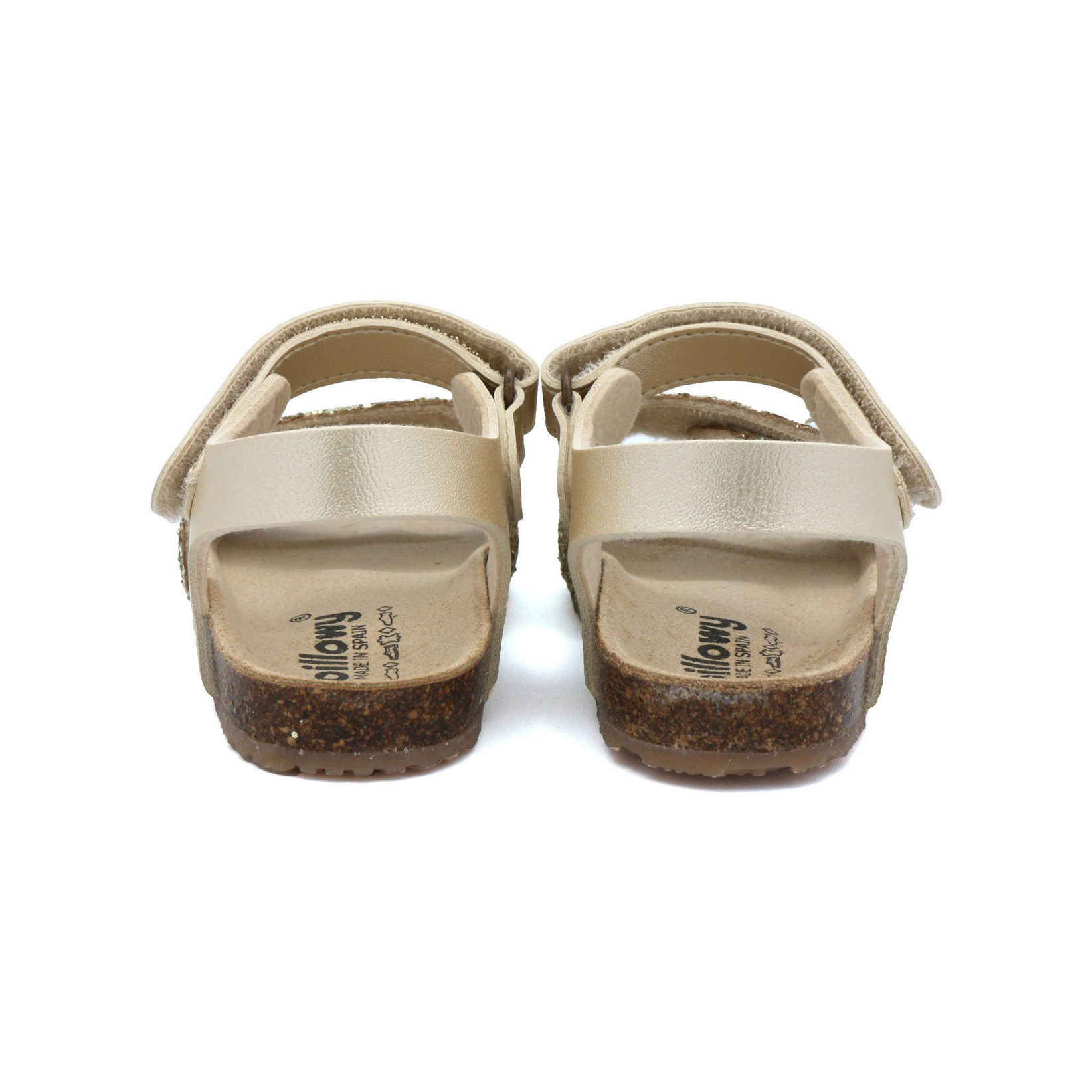 Sandálias de criança cor bege com base de cortiça e tiras ajustáveis