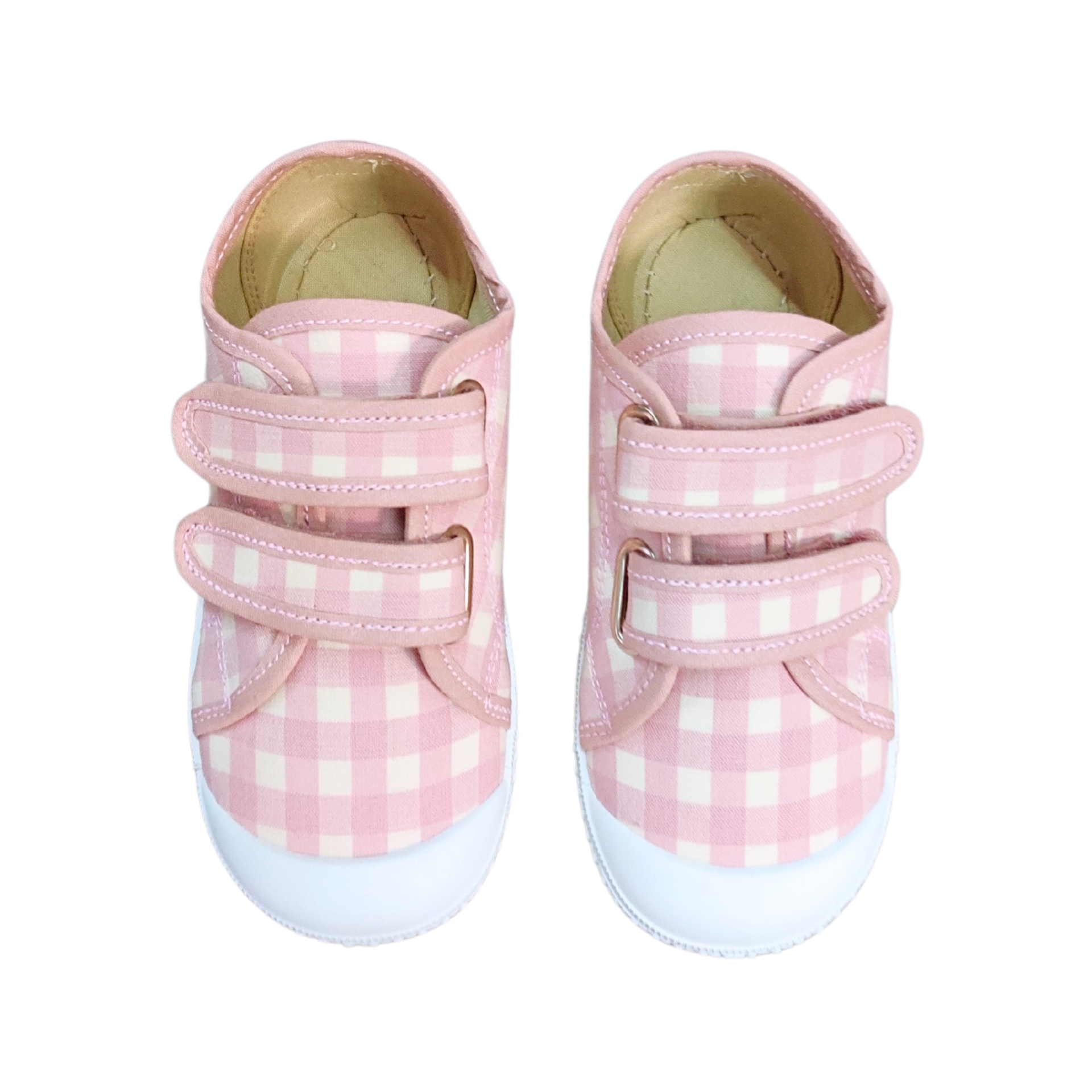 Ténis de bebé rosa e branco com velcro