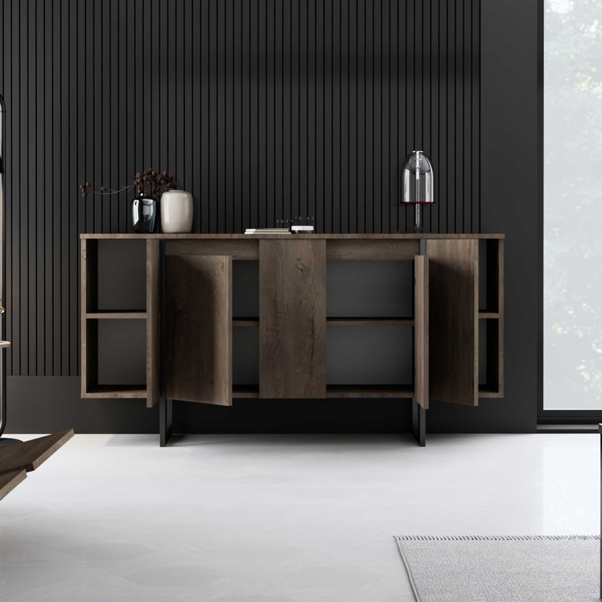 Aparador - Luxe (Nogueira e Preto)