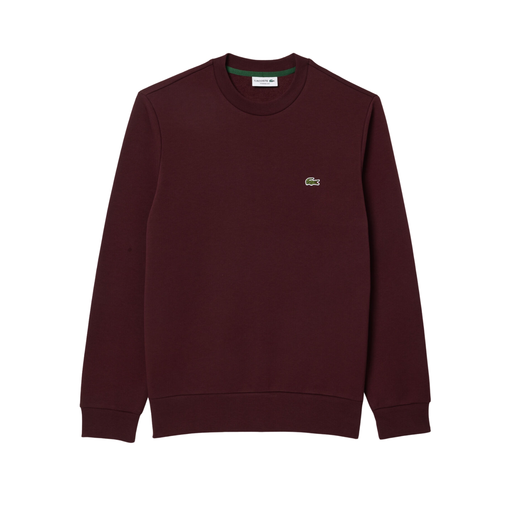 Sweatshirt bordô de manga comprida com logotipo Lacoste verde no peito
