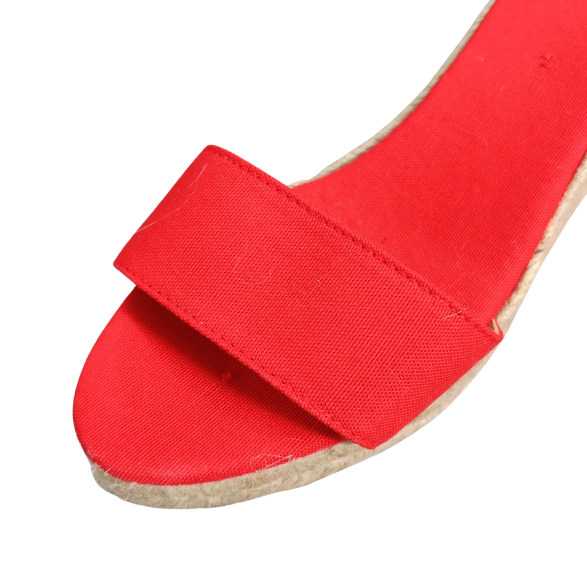 Sandália aberta vermelha com sola de corda trançada