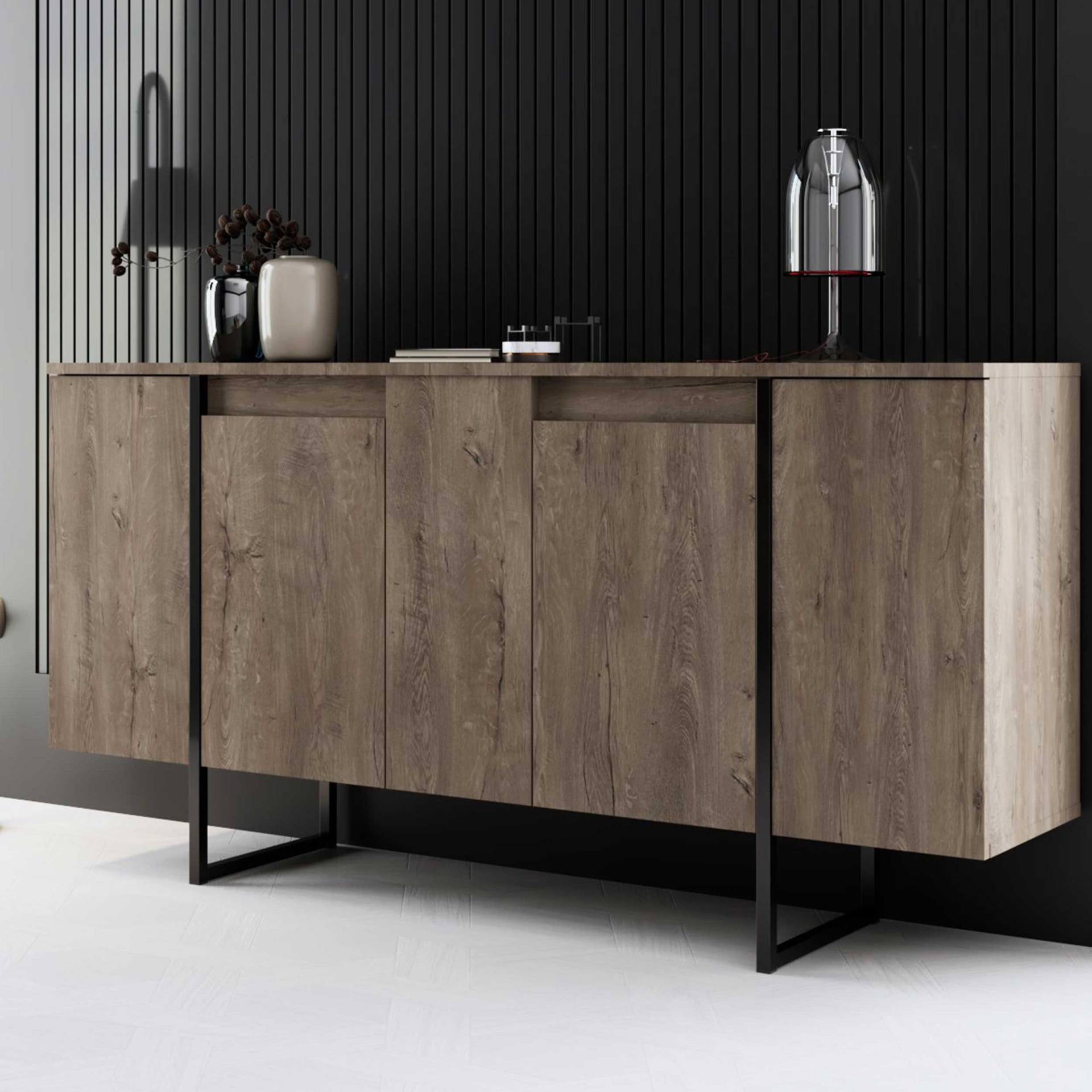 Aparador - Luxe (Nogueira e Preto)