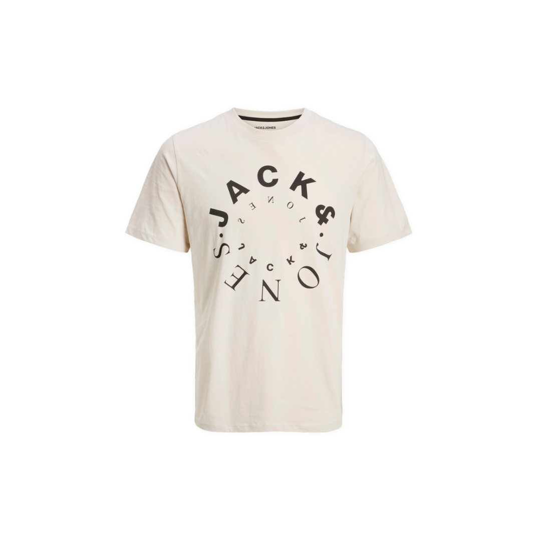 T-shirt branca com estampado preto circular JACK & JONES