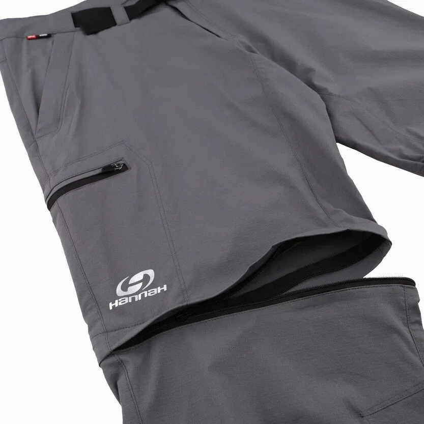 Calças outdoor cinzentas com bolso lateral e zip para converter em calções