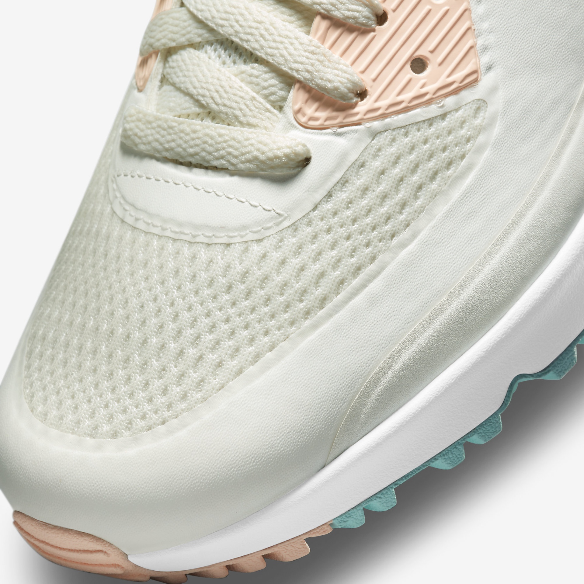 Sapatilha branca com detalhes bege e sola azul claro e bege