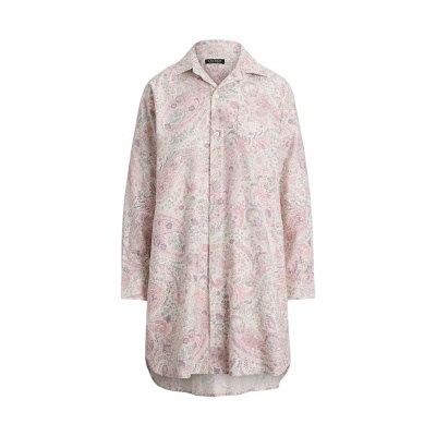 Camisa comprida floral paisley com botões e bolso no peito