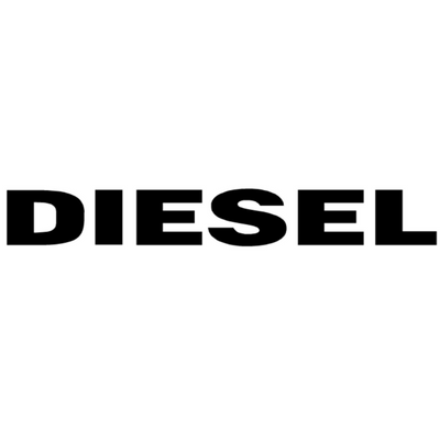 Logotipo DIESEL em letras pretas sobre fundo branco