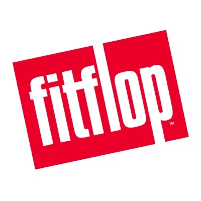 Logótipo da marca fitflop em caixa vermelha