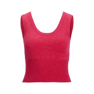 Top de malha rosa cropped sem mangas