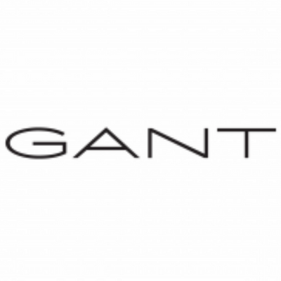 Logótipo da marca GANT a preto sobre fundo branco