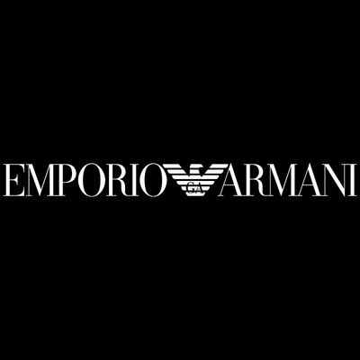 Logotipo EMPORIO ARMANI com símbolo de águia em fundo preto