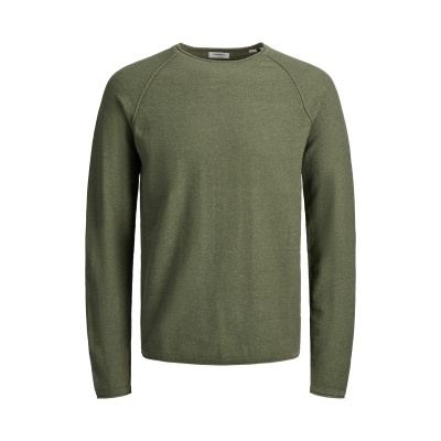 Camisola de malha verde com mangas compridas e gola redonda