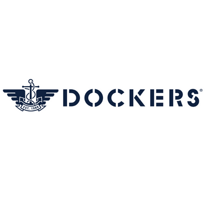 Logótipo da marca DOCKERS com âncora e asas azuis