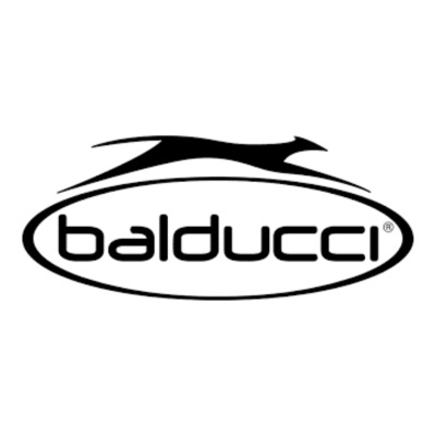 Logótipo preto da marca balducci com forma oval e silhueta de animal