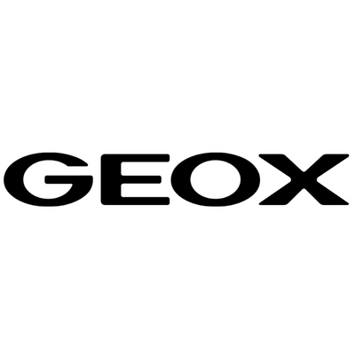 Logótipo da marca GEOX em preto sobre fundo branco