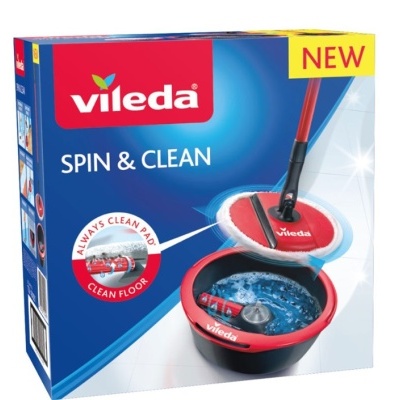 Embalagem do produto Vileda Spin & Clean com esfregona e balde