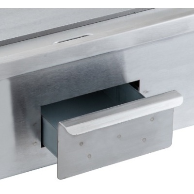 Cinzeiro de parede metálico em inox escovado com gaveta para cinzas