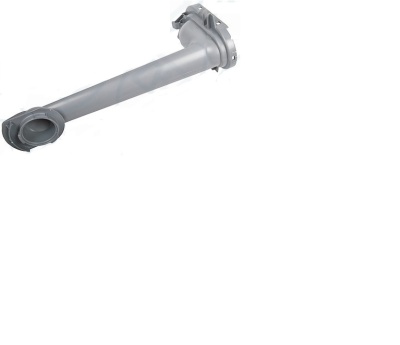 Tubo cinzento alongado com extremidades alargadas sobre fundo branco