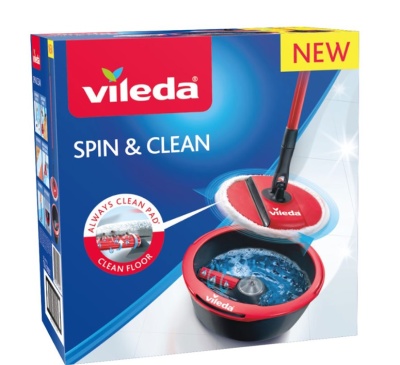 Embalagem do produto Vileda Spin & Clean com esfregona e balde
