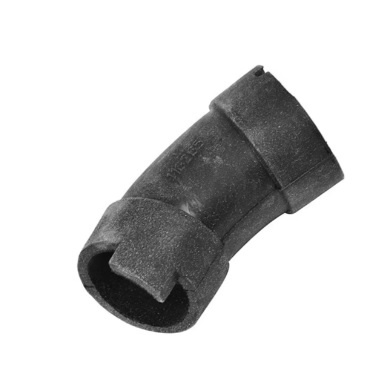 Adaptador ou conector de tubo preto de plástico com textura rugosa