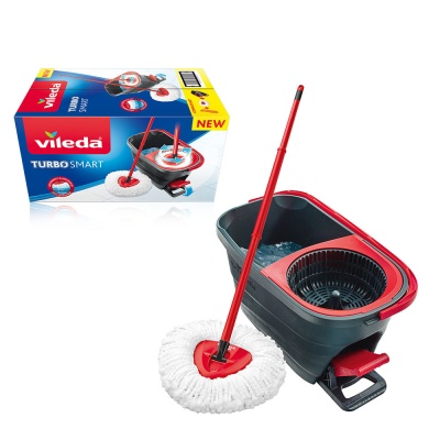 Conjunto de limpeza Vileda Turbo Smart com esfregona, balde e embalagem