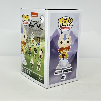 Caixa Funko Pop! Animation personagem Aang on Airscooter da série Avatar The Last Airbender