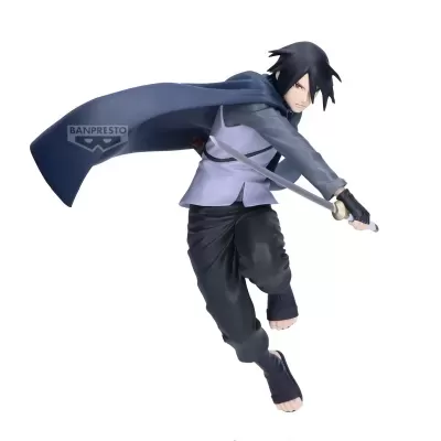 Figura de ação de personagem masculino segurando katana em pose dinâmica
