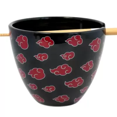Ramen Bowl With Chopsticks Naruto Shippuden Akatsuki Logo 473ml Just Funky