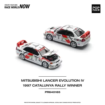 Diecast 1:64 Mitsubishi Lancer Evo IV #1 Winner Rally de Catalunya White / Red - Pop Race