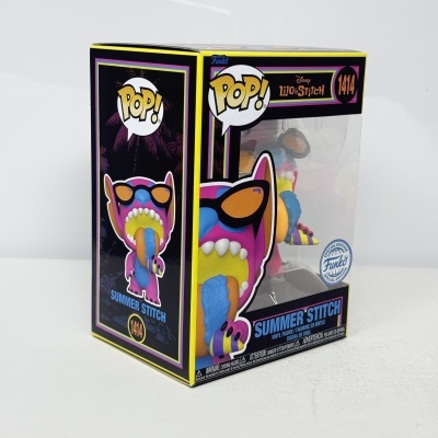 * 2ª MÃO * Funko POP! Disney Lilo & Stitch Summer Stitch #1414 Black Light SE