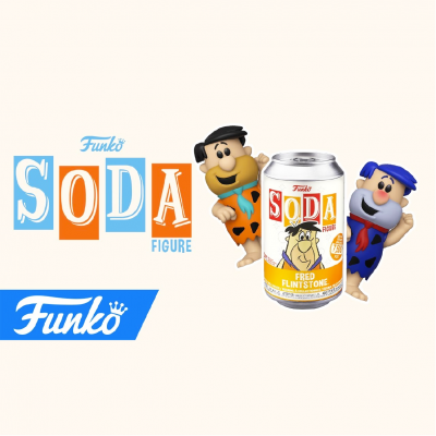 Figura Funko Soda Fred Flintstone e Barney Rubble com lata temática