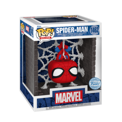 Figura Funko Pop Deluxe Spider-Man pendurada de cabeça para baixo