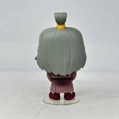 Figura Funko Pop de costas com cabelo cinzento e túnica castanha