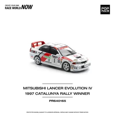 Diecast 1:64 Mitsubishi Lancer Evo IV #1 Winner Rally de Catalunya White / Red - Pop Race