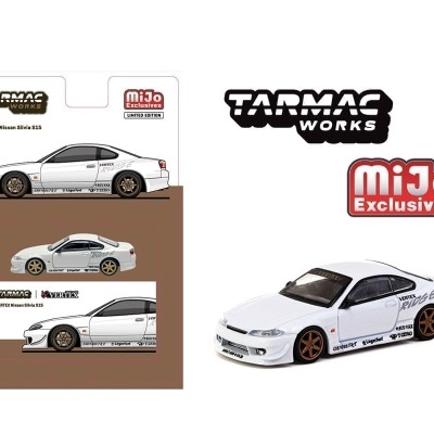 Miniatura de Nissan Silvia s15 branco com jantes douradas e decalques