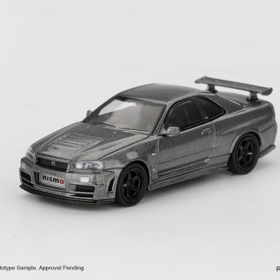Diecast 1:64 Nissan Skyline GTR (R34) Dark Metal Gray Nismo CRS 1999 - Mini GT