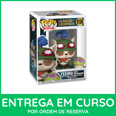 Figura Funko Pop! de Teemo com cogumelo em embalagem