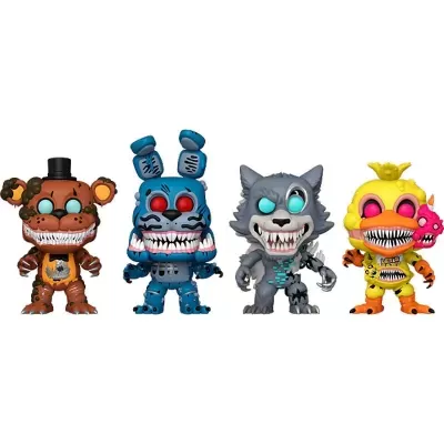 Funko POP! Games Five Nights At Freddy's Twisted Freddy / Twisted Bonnie / Twisted Wolf / Twisted Chica 4 Pack GITD SE
