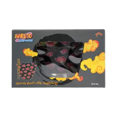 Ramen Bowl With Chopsticks Naruto Shippuden Akatsuki Logo 473ml Just Funky