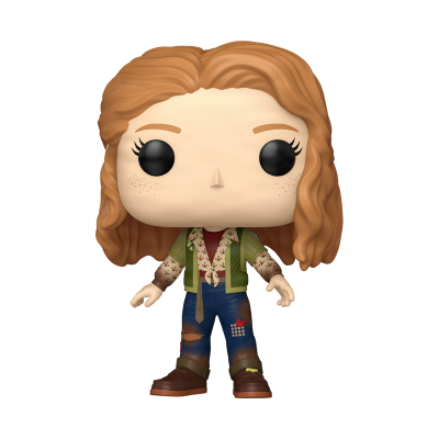 Figura Funko Pop ruiva com camisa verde, calças azuis remendadas e sapatos castanhos