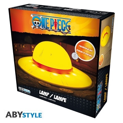 Caixa de lâmpada One Piece em forma de chapéu amarelo com faixa vermelha