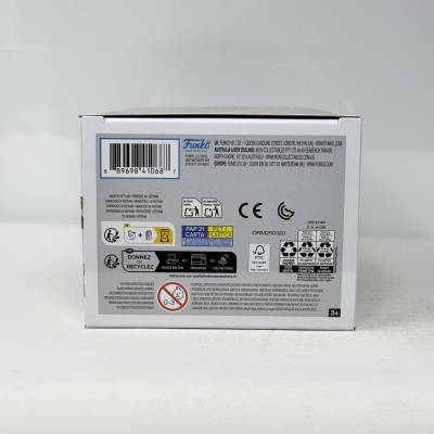 Parte traseira da embalagem branca com código de barras e informações de reciclagem